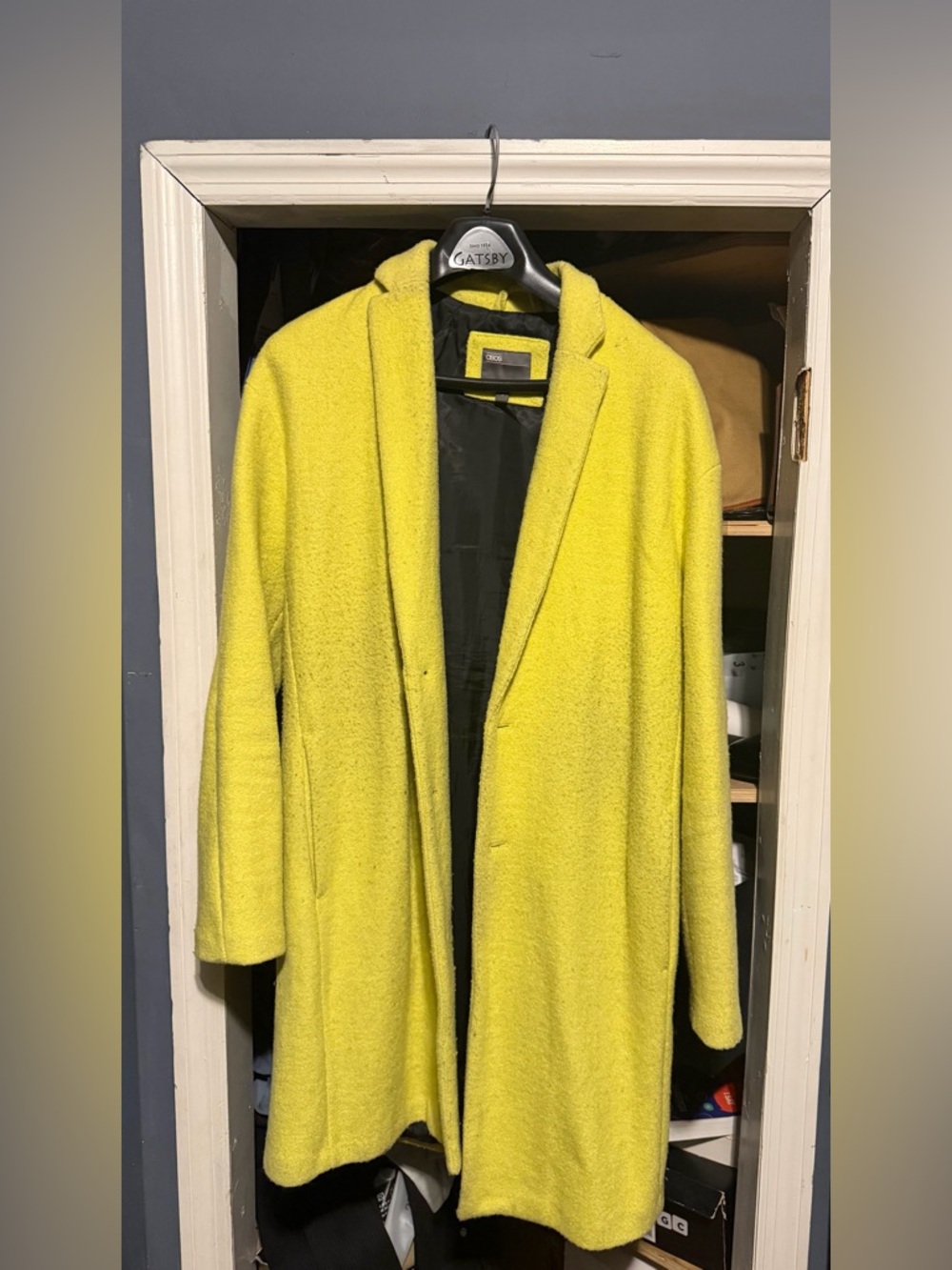 ASOS Bright Yellow Wool-Blend Pea Coat
